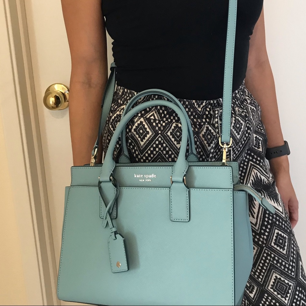 KATE SPADE MEDIUM SATCHEL SEASIDE BLUE CROSSBODY - Picture 5 of 7